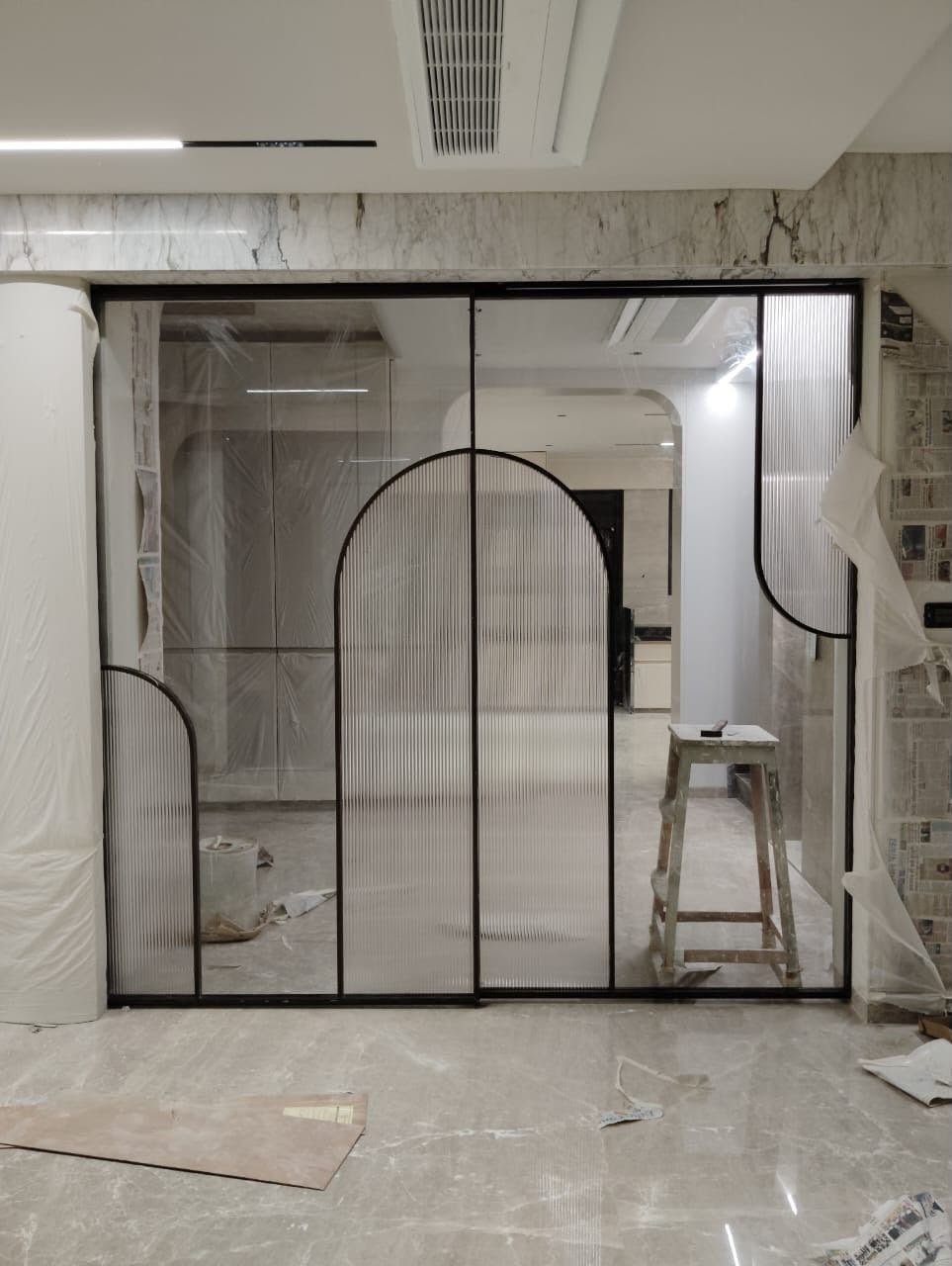 Modern office with aluminium framed glass partitions