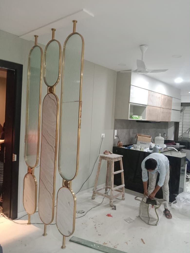 Stainless-steel framed glass partition