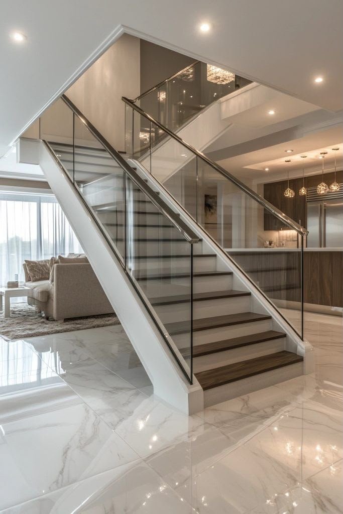 Modern glass railing with customized support system